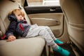 Little boy sitting car interior Royalty Free Stock Photo