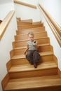 Little boy sitting on stairs Royalty Free Stock Photo