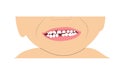 Little boy smile missing tooth due to change of milk teeth. Simple minimalistic illustration of baby mouth with