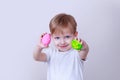 Boy with painted eggs Royalty Free Stock Photo