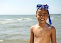 Little boy smiling with snorkel Royalty Free Stock Photo