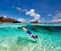 Little boy snorkeling in tropical water Royalty Free Stock Photo