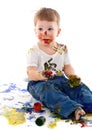 Little boy stained in paint Royalty Free Stock Photo