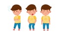 Little Boy Standing with Angry and Exhausted Face Expression Vector Set Royalty Free Stock Photo
