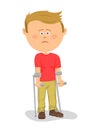 Little boy standing with crutches Royalty Free Stock Photo