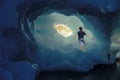 Little Boy Standing Inside Iceberg