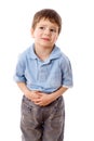 Little boy with stomach pain Royalty Free Stock Photo