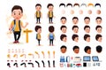 Little Boy Student Character Creation Kit Template with Different Facial Expressions Royalty Free Stock Photo