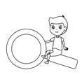Little boy student with magnifying glass Royalty Free Stock Photo