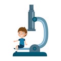 Little boy student with microscope character Royalty Free Stock Photo