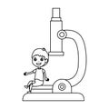 Little boy student with microscope character Royalty Free Stock Photo