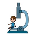 Little boy student with microscope character Royalty Free Stock Photo