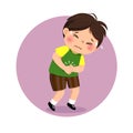 Little boy suffering from stomachache. Health Problems concept
