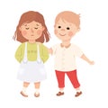 Little Boy Supporting and Comforting Sad Girl Friend Vector Illustration Royalty Free Stock Photo