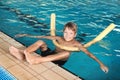 Little boy with swimming noodle Royalty Free Stock Photo