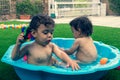 Little boy in swimming pool