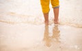 Little boy swimming on the sea beach Royalty Free Stock Photo