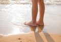 Little boy swimming on the sea beach Royalty Free Stock Photo