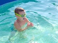 Little boy swimming in the swimming pool Royalty Free Stock Photo