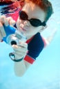 Little boy swimming underwater Royalty Free Stock Photo