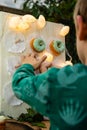 Little boy takes the donut Royalty Free Stock Photo