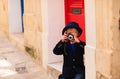 Little boy taking photos while travel in Europe, Malta Royalty Free Stock Photo