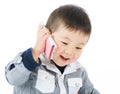 Little boy talk to mobile Royalty Free Stock Photo