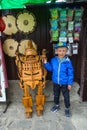 A little boy on the territory of the Genoese Fortress, Sudak, Crimea 2021 Royalty Free Stock Photo