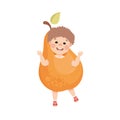 Little Boy in Theater Play Wearing Pear Costume Performing on Stage Vector Illustration