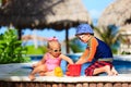 Little boy and toddler girl playing at beach Royalty Free Stock Photo