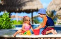 Little boy and toddler girl playing at beach Royalty Free Stock Photo