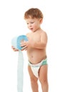 Little boy with toilet paper Royalty Free Stock Photo