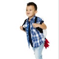 Little Boy With Toy Rocket on The Back Royalty Free Stock Photo