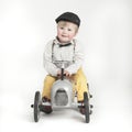 Little boy with toy tractor Royalty Free Stock Photo