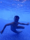 Little boy underwater in the pool Royalty Free Stock Photo