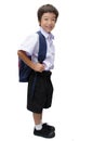 Little boy in uniform ready for school isolated Royalty Free Stock Photo