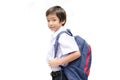 Little boy in uniform ready for school isolated Royalty Free Stock Photo