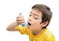 Little boy using Asthma inhaler for breathing Royalty Free Stock Photo