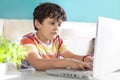 Little boy using a laptop computer at home Royalty Free Stock Photo