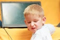 Little boy using laptop computer playing games Royalty Free Stock Photo