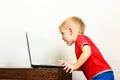 Little boy using laptop pc computer at home Royalty Free Stock Photo