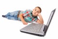 little boy using a laptop Royalty Free Stock Photo