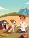 Little boy vet treats his dog Royalty Free Stock Photo