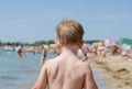 Little boy walking on the beach Royalty Free Stock Photo