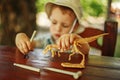 Little boy wants to be an archaeologist Royalty Free Stock Photo