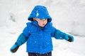 Little Boy Watching the Snow Falling Royalty Free Stock Photo