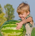 Little boy with watermelon Royalty Free Stock Photo