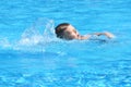 Little boy and watersports. Active holiday in the pool. swim practice Royalty Free Stock Photo