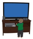 Little Boy Wathing TV while Standing very close