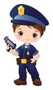 Vector Cartoon Little Policeman Officer Royalty Free Stock Photo